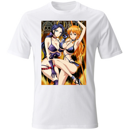 Otaku Hub Store white / S T-Shirt Unisex T-Shirt Unisex Robin & Nami One Piece Anime, Abbigliamento anime, anime store, accessori anime, manga, manga store, abbigliamento manga accessori manga