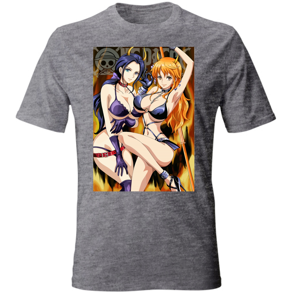 Otaku Hub Store heathergrey / S T-Shirt Unisex T-Shirt Unisex Robin & Nami One Piece Anime, Abbigliamento anime, anime store, accessori anime, manga, manga store, abbigliamento manga accessori manga