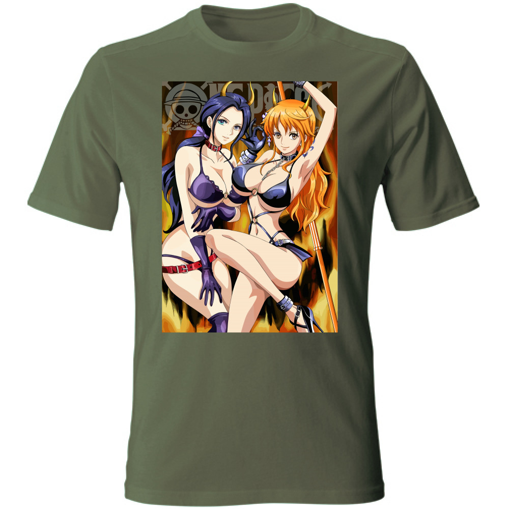 Otaku Hub Store militarygreen / S T-Shirt Unisex T-Shirt Unisex Robin & Nami One Piece Anime, Abbigliamento anime, anime store, accessori anime, manga, manga store, abbigliamento manga accessori manga