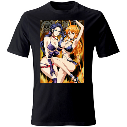 Otaku Hub Store black / S T-Shirt Unisex T-Shirt Unisex Robin & Nami One Piece Anime, Abbigliamento anime, anime store, accessori anime, manga, manga store, abbigliamento manga accessori manga