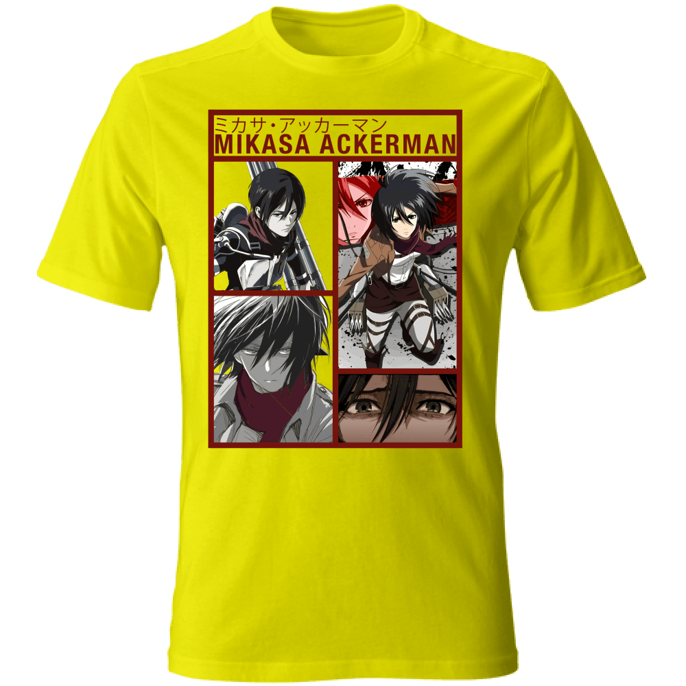 Otaku Hub Store yellow / S T-Shirt Unisex T-Shirt Unisex Mikasa Ackerman Attack of Titan Anime, Abbigliamento anime, anime store, accessori anime, manga, manga store, abbigliamento manga accessori manga