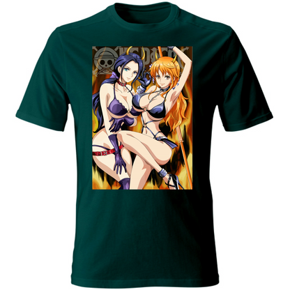 Otaku Hub Store bottlegreen / S T-Shirt Unisex T-Shirt Unisex Robin & Nami One Piece Anime, Abbigliamento anime, anime store, accessori anime, manga, manga store, abbigliamento manga accessori manga