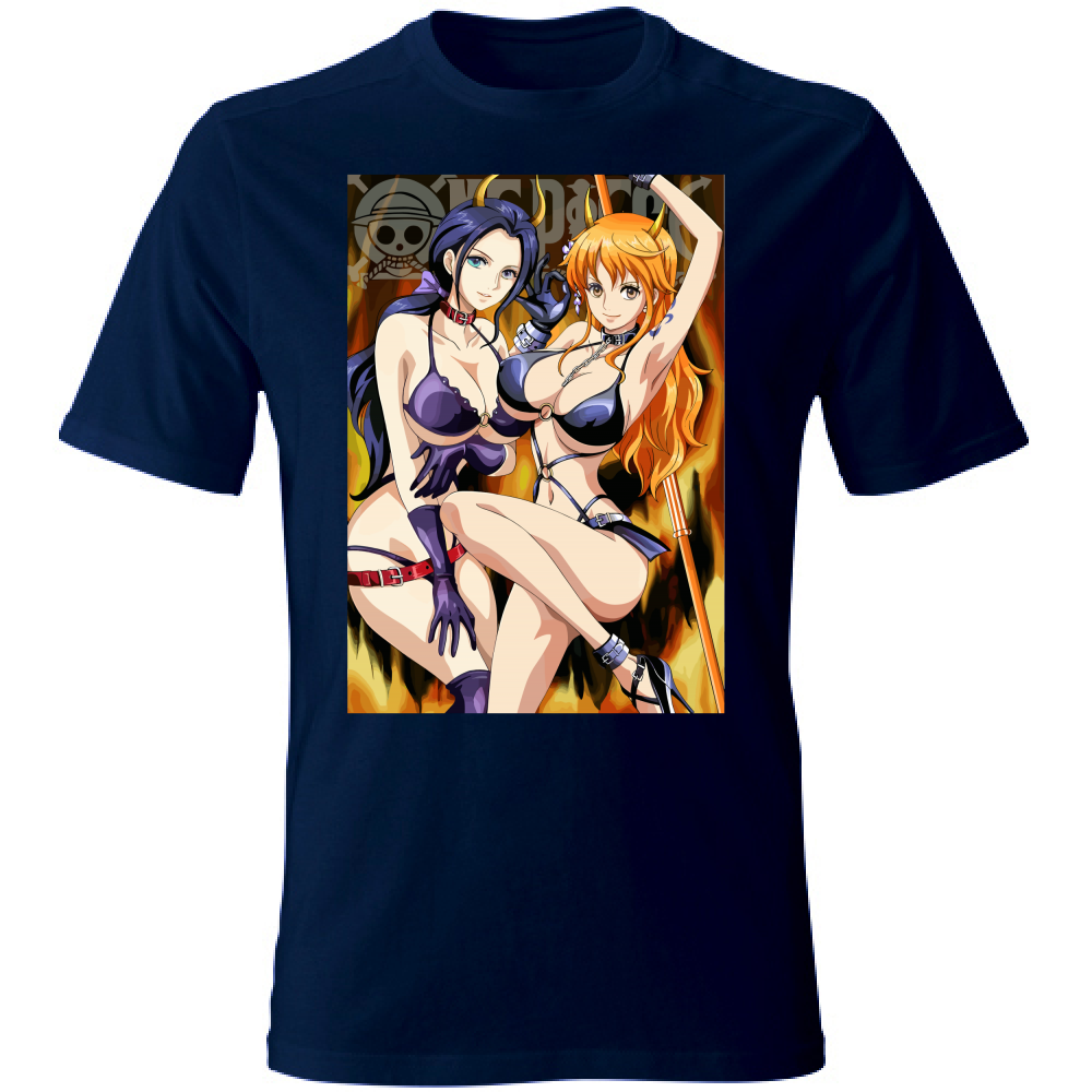 Otaku Hub Store navy / S T-Shirt Unisex T-Shirt Unisex Robin & Nami One Piece Anime, Abbigliamento anime, anime store, accessori anime, manga, manga store, abbigliamento manga accessori manga